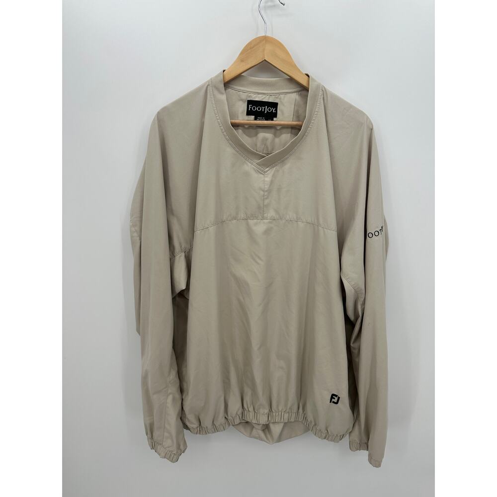Footjoy Mens Pullover Windbreaker Size XL‎ Tan Pockets Golf Casual Lightweight